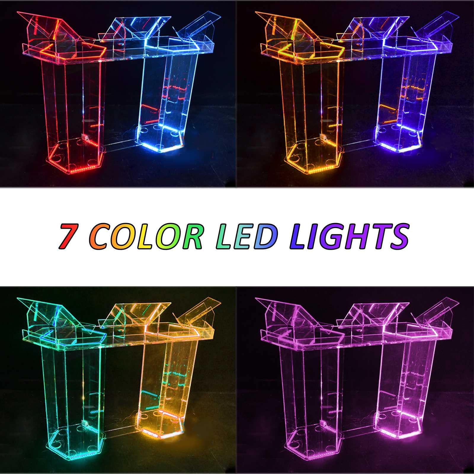 Amazon.co.jp: 演説台 演台 司会者台、透明7色LEDライト ウェルカム台